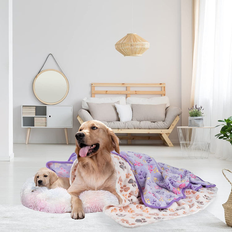 Dono 1 Pack 3 Dog Blankets, Soft Fluffy Fleece Pet Blanket Warm Sleep Mat Paw Print Design Puppy Kitten Throw Blanket Doggy Mat Blanket for Dogs