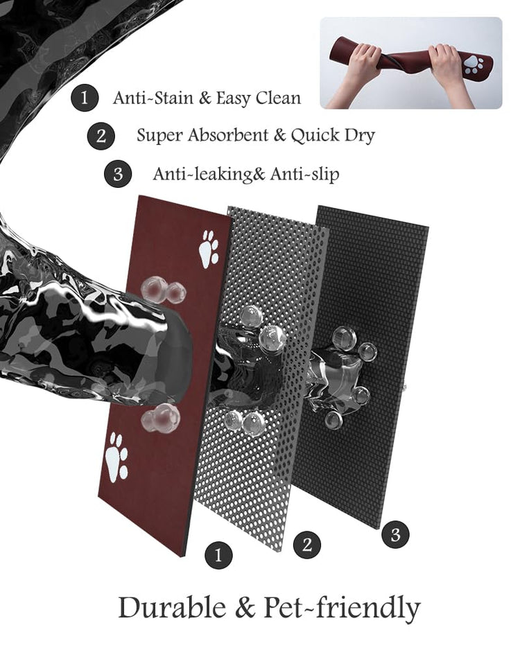 PADOOR Pet Feeding Mat-Absorbent Dog Mat for Food and Water Bowl-No Stains Easy Clean Dog Food Mat-Quick Dry Water Dispenser-Puppy Supplies Accessories