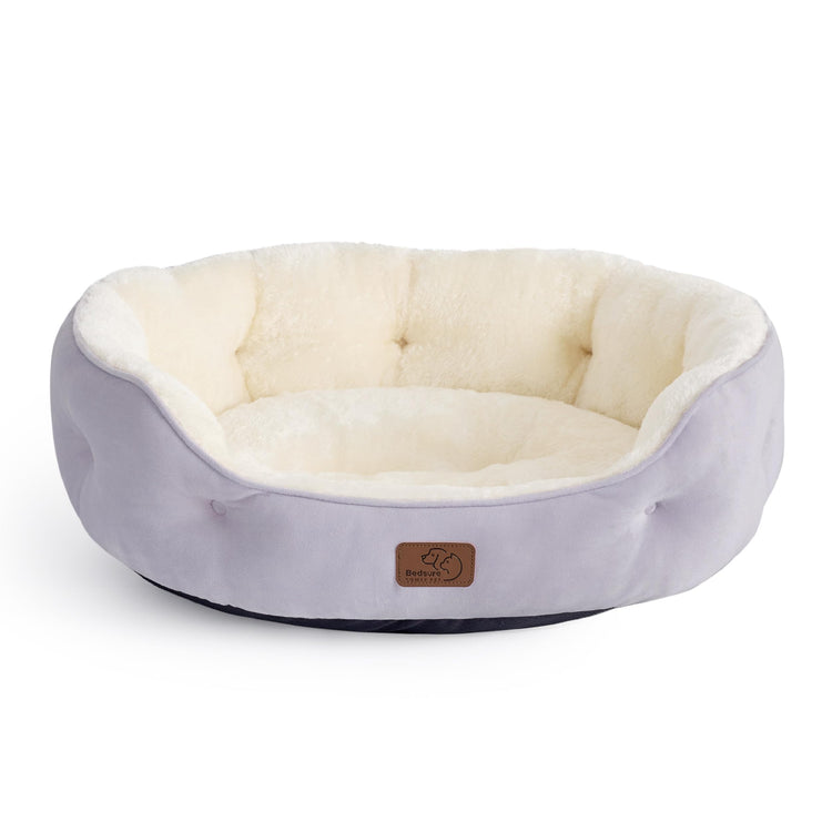 Bedsure Dog Beds for Small Dogs - Round Medium Cat Beds for Indoor Cats, Washable Pet Bed for Puppy and Kitten with Slip-Resistant Bottom, 25 Inches, Taupe