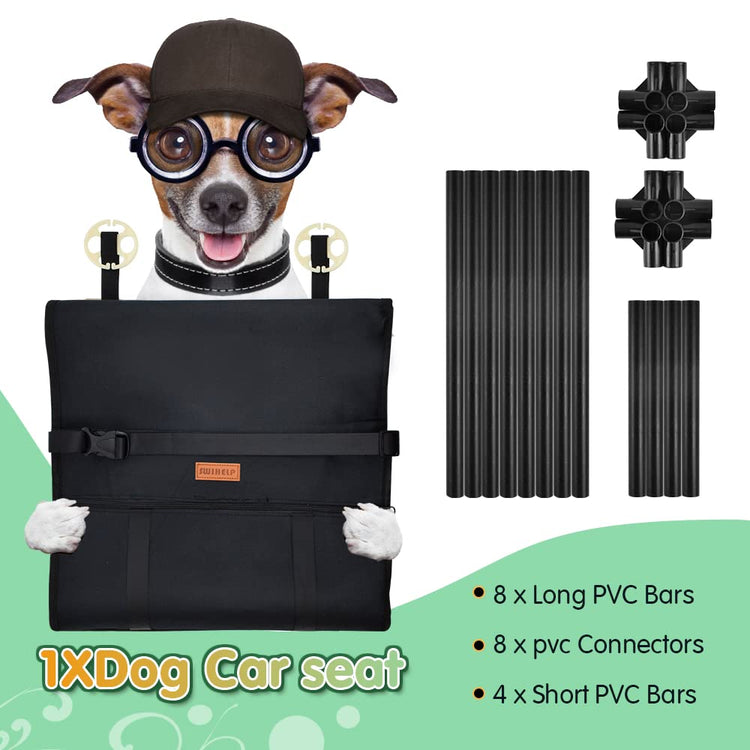Dog Car Seat Puppy Portable Pet Booster Car Seat with Clip-On Safety Leash and PVC Support Pipe, Anti-Collapse,Perfect for Small Pets