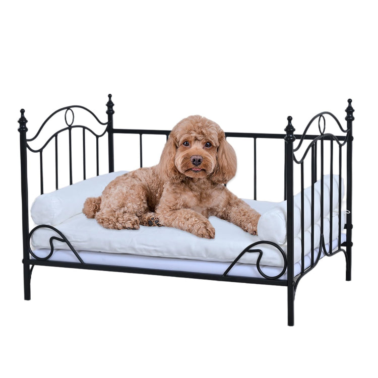 Pet Sofa Bed, Cat Bed,Dog Bed,Cat Couch,Pet Couch,Metal Frame and Detached Velvet Cushion，Cool Dog Couch for Small Cats &Dogs&Puppy Summer Using (White)