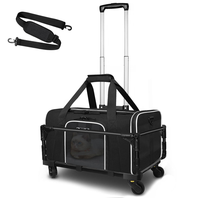 Petskd Pet Carrier 17x11x9.5 Alaska Airline Approved,Pet Travel Carrier Bag for Small Cats and Dogs, Soft Dog Carrier for 1-10 LBS Pets,Dog Cat Carrier with Safety Lock Zipper(Black)