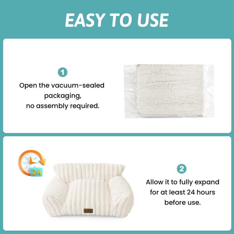 COZY KISS Cute Cat Couch, Fluffy Sofa Bed for Cats and Small Dogs, Premium Faux Rabbit Fur Cats beds for Indoor Cat, Ultra-Soft Supportive Pet Couch Furniture (Grey, S: 25.5''x17.5'')