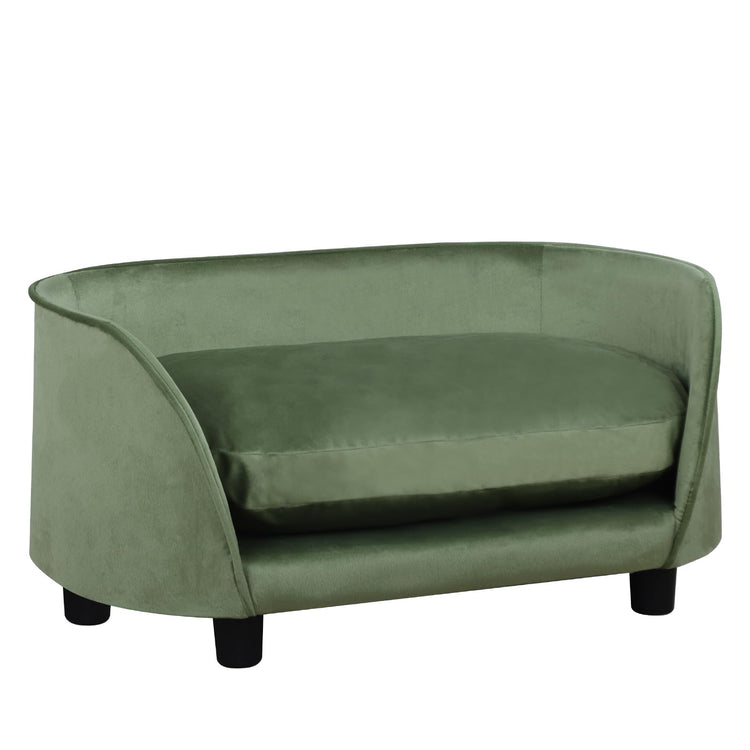 Pet Sofa Bed,Cat Sofa Couch,Small Dog Beds,Pet Sof Couch, Cat Beds,Wooden Frame and Velvet Fabric and Washable Cushion,Comfy Dog Couch for for Small Dogs &Cats&Puppy (Green)