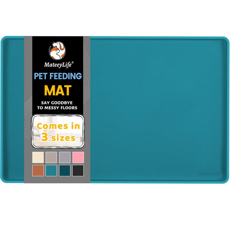 MateeyLife Silicone Cat & Dog Food Mat for Floors Waterproof, Anti-Slip Dog Bowl Mats for Food and Water, Pet Feeding Mats with Lip to Prevent Spills, Pet Placemat for Messy Drinkers to Protect Floors