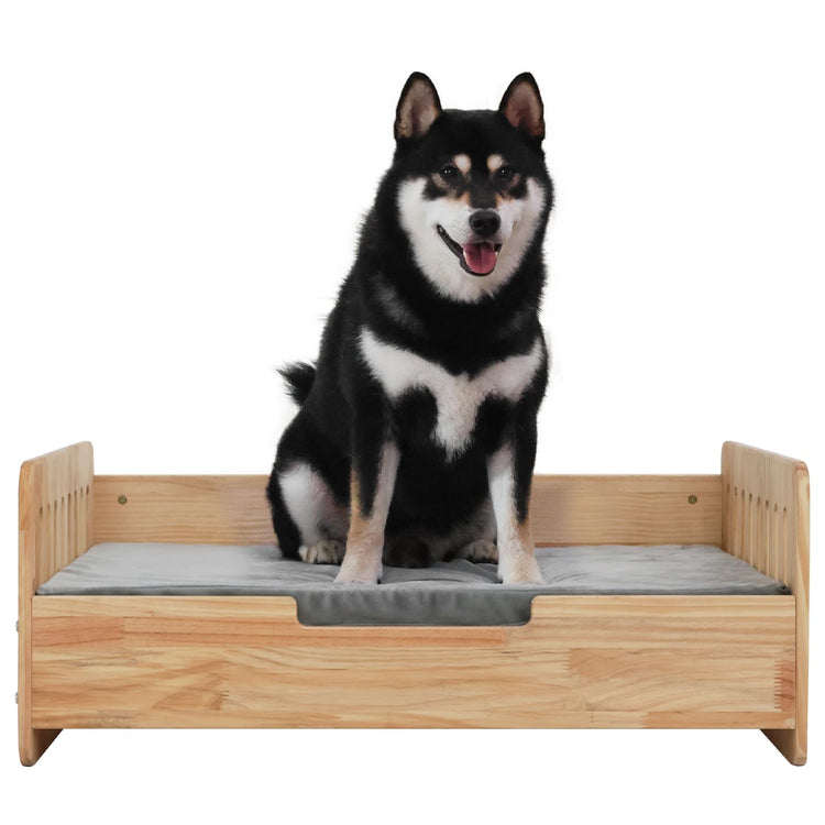 Elevated Dog Beds Frame with Mattress, Raised Wood Pet Bed Sofa Indoor for Large Medium Small Dogs Cats (Brown)