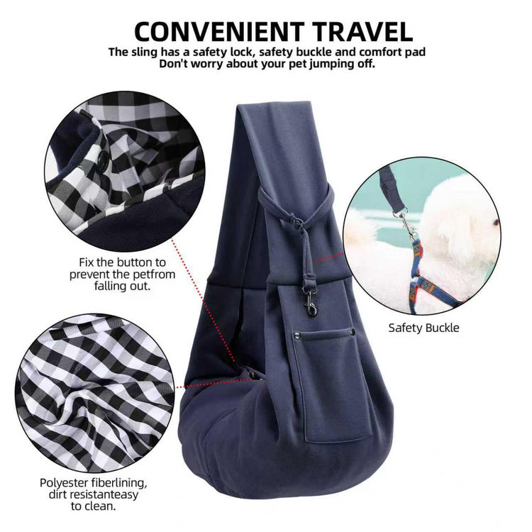 Dog Carrier Sling - Reversible Puppy Carrier Purse with Storage Pocket, Hand-Free Dog Sling Carrier for Carry Small Dogs and Cats, Travel Safety Harness, Dog and Cat Harness(Black)