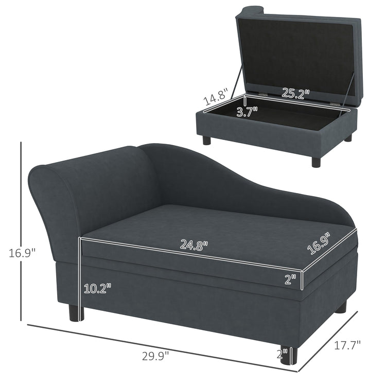 PawHut Luxury Fancy Dog Couch with Hidden Storage, Small Dog Sofa Bed with 2" Soft Foam, Modern Pet Furniture for Puppies & Little Breeds, Green