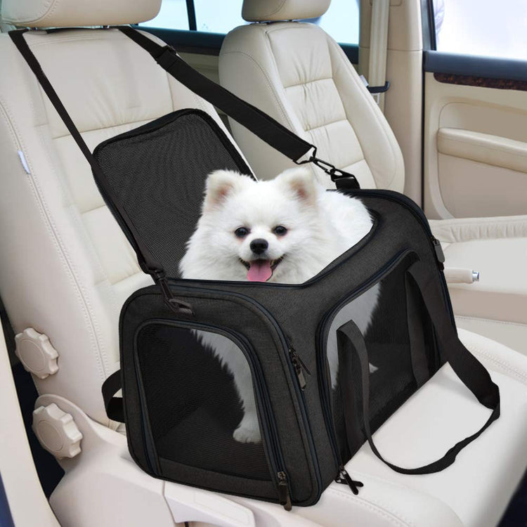 Henkelion Cat Carriers Dog Carrier Pet Carrier For Small / Medium Cats Dogs Puppies (Up To 15lbs), TSA Airline Approved Small Dog Carrier Soft Sided, Collapsible Waterproof Travel Puppy Carrier - Grey