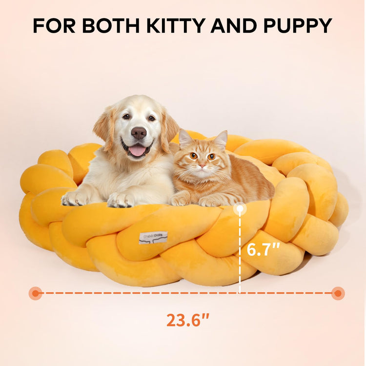 CHEERPALS Weave Cat Bed for Indoor Cats,Cute Pet Bed with Washable Cushion Fluffy Kitty Bed for Small Dog(Dark Gray)