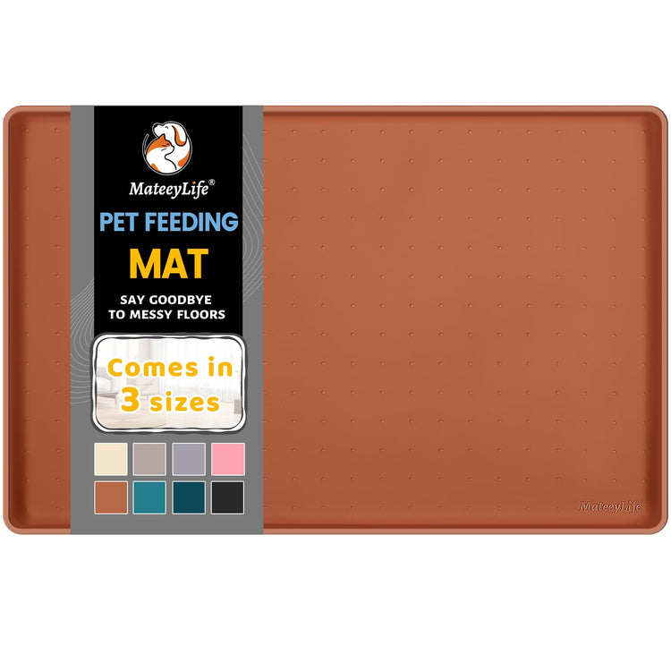 MateeyLife Silicone Cat & Dog Food Mat for Floors Waterproof, Anti-Slip Dog Bowl Mats for Food and Water, Pet Feeding Mats with Lip to Prevent Spills, Pet Placemat for Messy Drinkers to Protect Floors