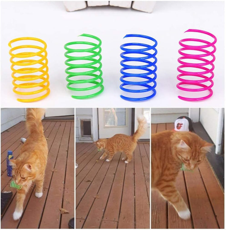 Andiker Interactive Cat Spiral Creative Spring Toy to Kill Time and Keep Fit, Sturdy and Heavy Plastic for Swatting, Biting, Hunting Kitten Toys, Colorful, 12 pcs