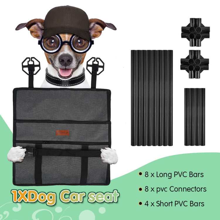 Dog Car Seat Puppy Portable Pet Booster Car Seat with Clip-On Safety Leash and PVC Support Pipe, Anti-Collapse,Perfect for Small Pets