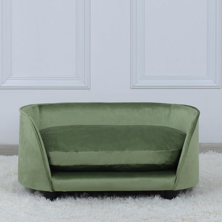 Pet Sofa Bed,Cat Sofa Couch,Small Dog Beds,Pet Sof Couch, Cat Beds,Wooden Frame and Velvet Fabric and Washable Cushion,Comfy Dog Couch for for Small Dogs &Cats&Puppy (Green)