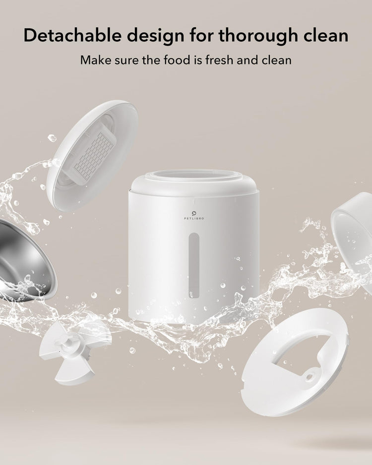 PETLIBRO Automatic Cat Feeder, Automatic Dog Food Dispenser with Freshness Preservation, 5L Timed Pet Feeders for Dry Food, Up to 6 Meals Per Day, Granary 5L Basic Button Type White