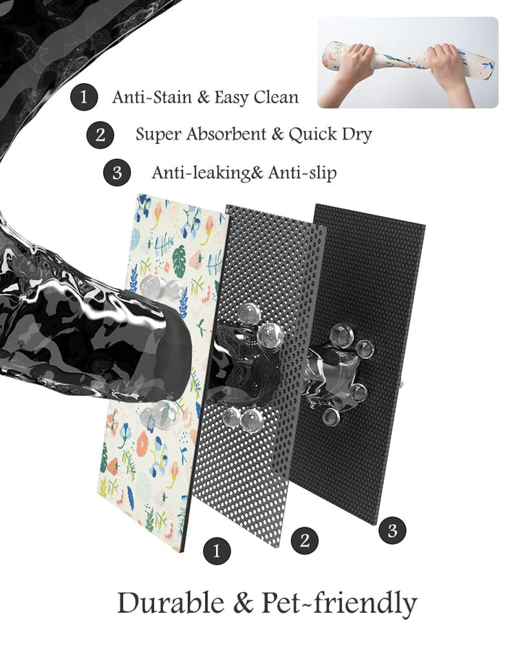 PADOOR Pet Feeding Mat-Absorbent Dog Mat for Food and Water Bowl-No Stains Easy Clean Dog Food Mat-Quick Dry Water Dispenser-Puppy Supplies Accessories