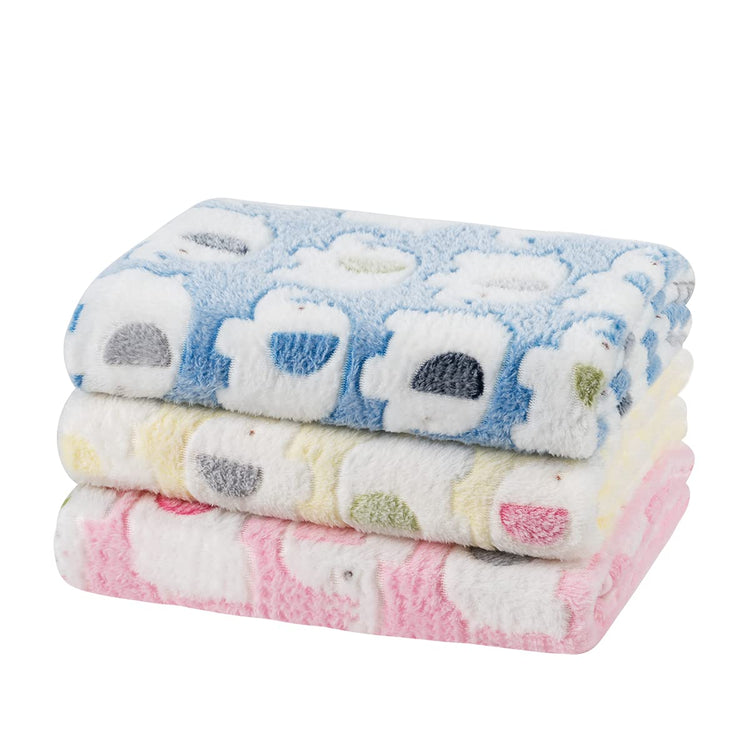 Dono 1 Pack 3 Dog Blankets, Soft Fluffy Fleece Pet Blanket Warm Sleep Mat Paw Print Design Puppy Kitten Throw Blanket Doggy Mat Blanket for Dogs