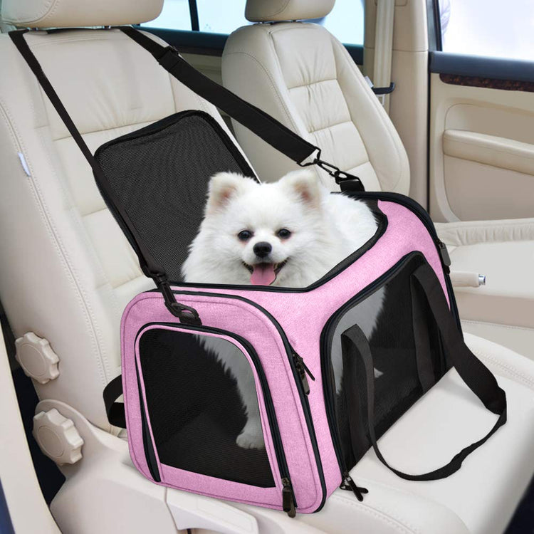 Henkelion Cat Carriers Dog Carrier Pet Carrier For Small / Medium Cats Dogs Puppies (Up To 15lbs), TSA Airline Approved Small Dog Carrier Soft Sided, Collapsible Waterproof Travel Puppy Carrier - Grey