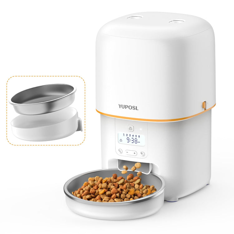 Yuposl Automatic Cat Feeders - 2L Cat Food Dispenser Easy to Use, Timed Automatic Pet Feeder with Over 180-day Battery Life, 1-6 Meals Dry Food Programmable Portion Control Also for Dogs