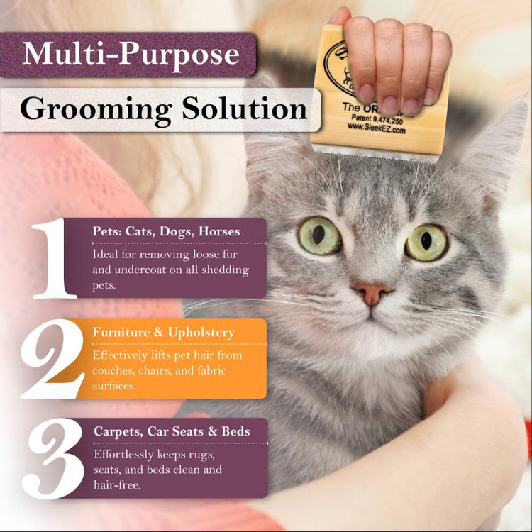 SleekEZ Dog Brush for Shedding & Dog Grooming Supplies | Pet Hair Removal Tool | Great For All Fur Types | For Short, Medium, & Long Hair Pets | Reduces Shedding by 95% | Made in USA | 5 inch