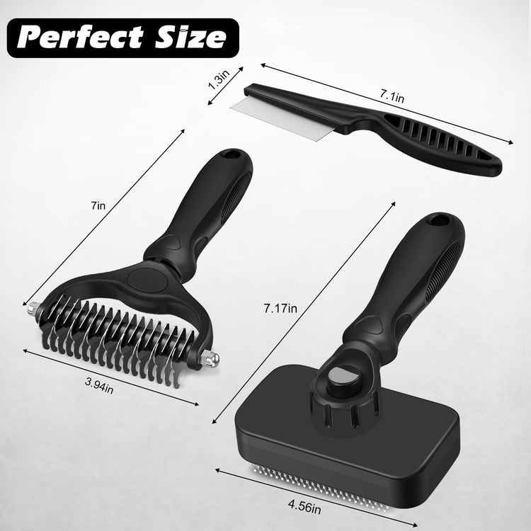 Augwind 7 in 1 Pet Grooming Kit - Dog&Cat Comb, Deshedding Brush, Nail Clipper with File, Bath Brush - Premium Pet Supplies (Blue)