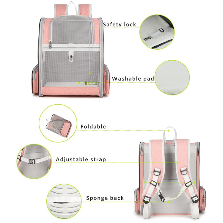 Texsens Innovative Traveler Bubble Backpack Pet Carriers for Cats and Dogs (Black)