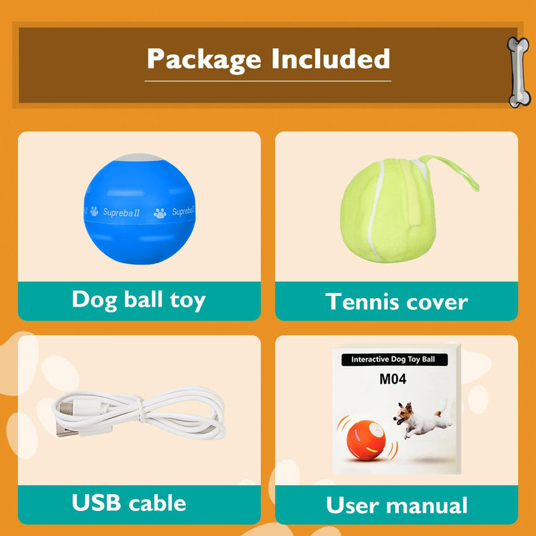PetDroid Interactive Dog Toys Dog Ball, [Newly Upgraded] Durable Motion Activated Automatic Rolling Ball Toys for/Small/Medium/Large Dogs,USB Rechargeable(Orange)