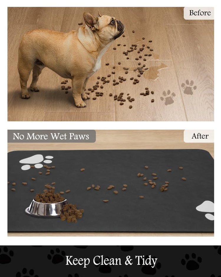 PADOOR Pet Feeding Mat-Absorbent Dog Mat for Food and Water Bowl-No Stains Easy Clean Dog Food Mat-Quick Dry Water Dispenser-Puppy Supplies Accessories