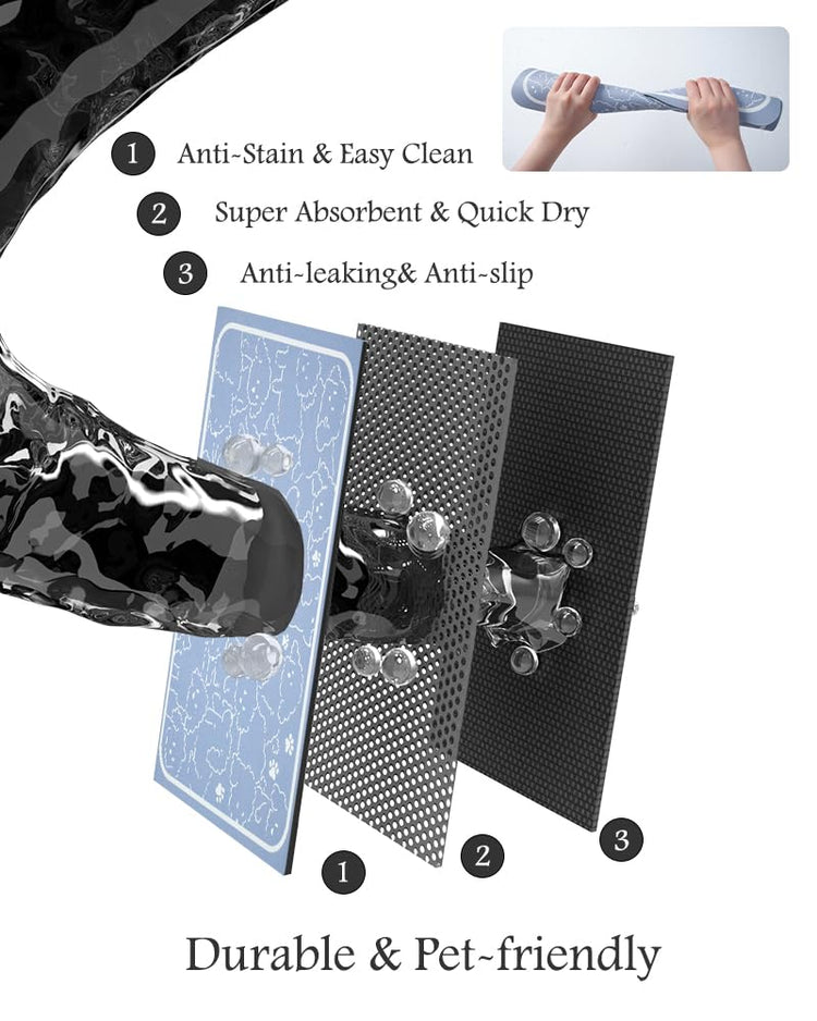 PADOOR Pet Feeding Mat-Absorbent Dog Mat for Food and Water Bowl-No Stains Easy Clean Dog Food Mat-Quick Dry Water Dispenser-Puppy Supplies Accessories