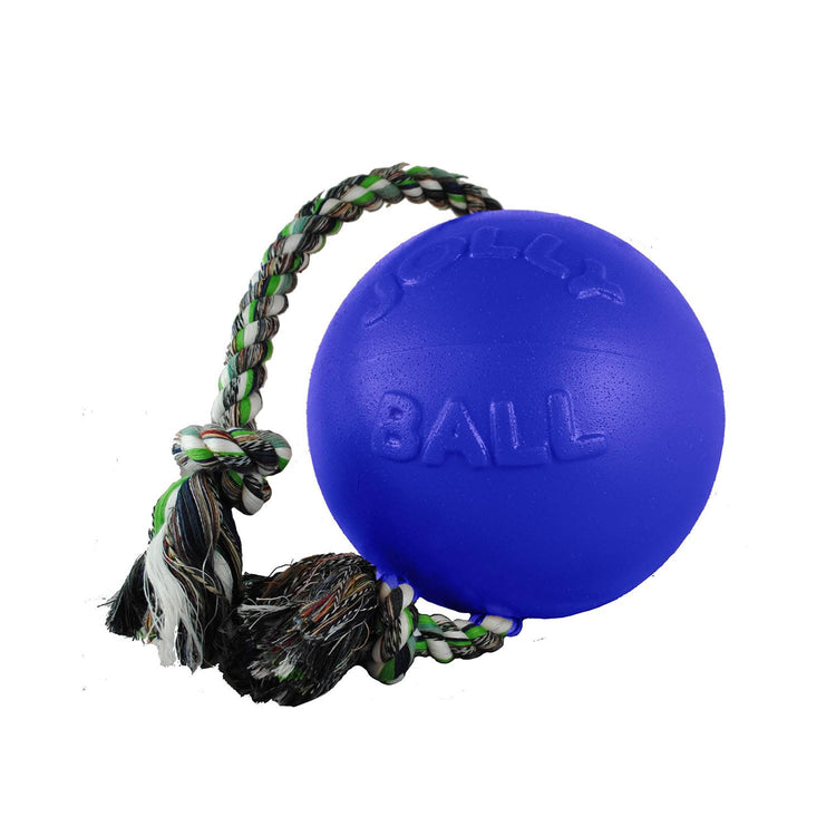Jolly Pets Romp-n-Roll Rope and Ball Dog Toy, 6 Inches/Medium, Red (606 RD)