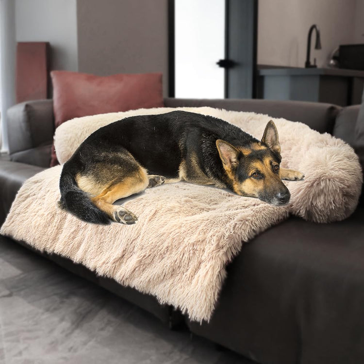 Calming Dogs/Cats Bed Mats, Dog Pad Washable Removable Couch Cover, Plush Long Fur Mat for Pets, Waterproof Lining, Perfect for Small, Medium and Large Dogs and Cats (Gradient Gray, 36"x31")