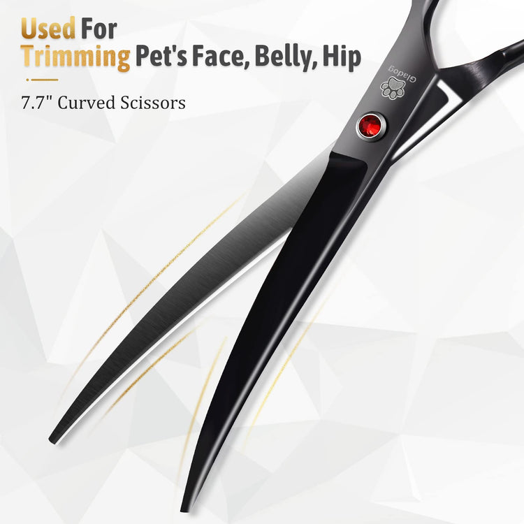 GLADOG Professional 5 in 1 Dog Grooming Scissors Set with Safety Round Tips, Sharp and Heavy-duty Pet Grooming Shears for Cats