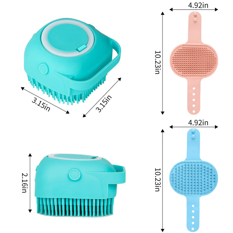 Comotech 6PCS Dog Bath Brush & Dog Toothbrush | Adjustable Handle Shampoo Brush & Scrubber for Short & Long Haired Dogs & Cats | Effectively Solve Odor & Stain Removal Problems (Blue Blue Blue.)