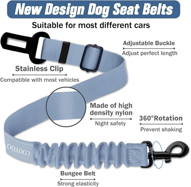 COOYOO Dog Seat Belt, Durability Retractable Dog Car Harness Adjustable Dog Seat Belt for Vehicle Nylon Pet Safety Seat Belts Heavy Duty & Elastic (1 Pack Black)