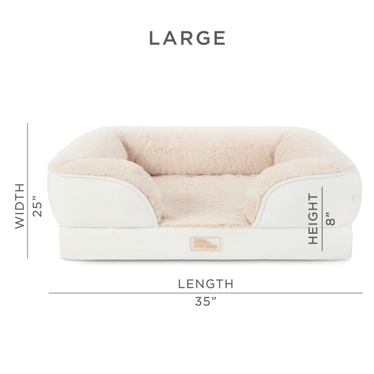 Town & Country Everyday CuddleTown Comfy Solid Bolster Sofa Pet Bed, Supportive & Calming Egg Crate Foam, Non-Slip Bottom, Machine Washable Cover, Grey, Medium 28"x23"x8"