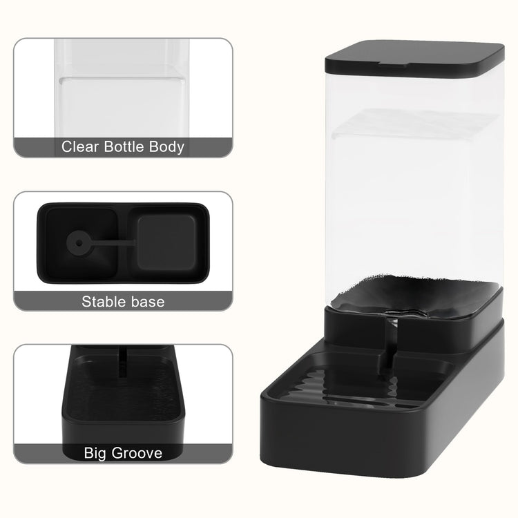 Automatic Cat Feeder and Water Dispenser in Set with Pet Food Bowl,Gravity Dog Waterer and Food Feeder for Small Medium Dog Cat Puppy Kitten Large Capacity(3.3L,Black)