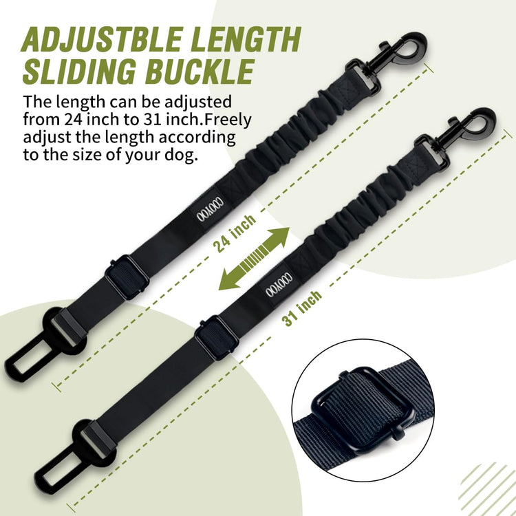 COOYOO Dog Seat Belt, Durability Retractable Dog Car Harness Adjustable Dog Seat Belt for Vehicle Nylon Pet Safety Seat Belts Heavy Duty & Elastic (1 Pack Black)