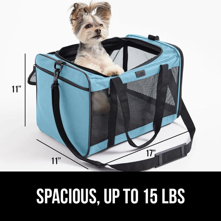 GORILLA GRIP Cat Carrier Travel Bag Up to 15 Lbs, Soft Collapsible Small Dog Carriers, Top and Side Entry Breathable Mesh, Grip Feet on Underside, Cozy Washable Waterproof Pad, Portable Kennel, Black