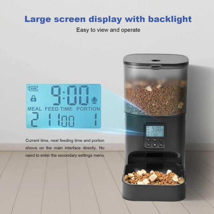 ANDOLL HOME Automatic Cat Feeder, 4L Cat Food Dispenser with 10s Voice Recorder, Pet Feeder up to 8 Meals per Day, Timed Dog Feeder with Dry Food Sealed Ring
