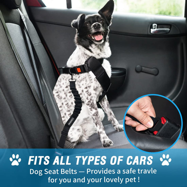 COOYOO Dog Seat Belt, Durability Retractable Dog Car Harness Adjustable Dog Seat Belt for Vehicle Nylon Pet Safety Seat Belts Heavy Duty & Elastic (1 Pack Black)