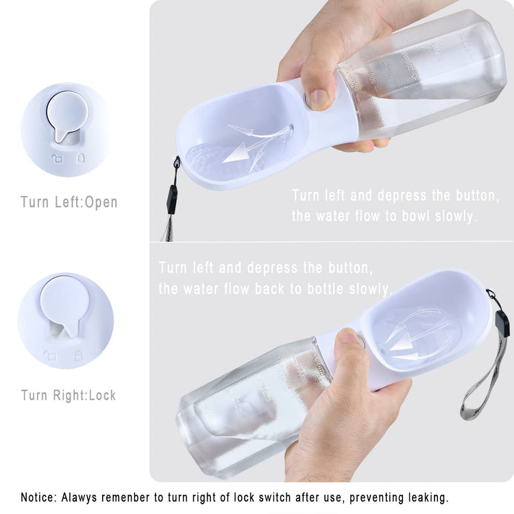 Cibaabo Dog Water Bottle with Food Container & Poop Bag Holder, Travel Water Bowl, Portable Pet Dispenser, Dog Gifts Stuff Accessories Items, Puppy Essentials for Yorkie Chihuahua Walking Hiking