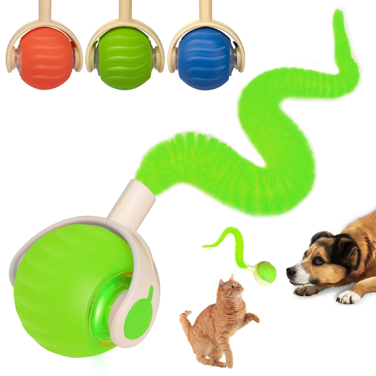 Interactive Cat & Dog Toy Ball, Automatic Moving/Jumping/Bouncing, Smart Pet Chase Ball with Feather Tail, Electric Rechargeable Enrichment Toys for Indoor Bored Cats & Small Dogs (Orange)