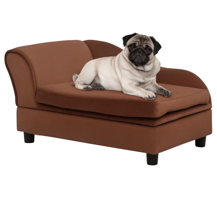 PawHut Luxury Fancy Dog Couch with Hidden Storage, Small Dog Sofa Bed with 2" Soft Foam, Modern Pet Furniture for Puppies & Little Breeds, Green
