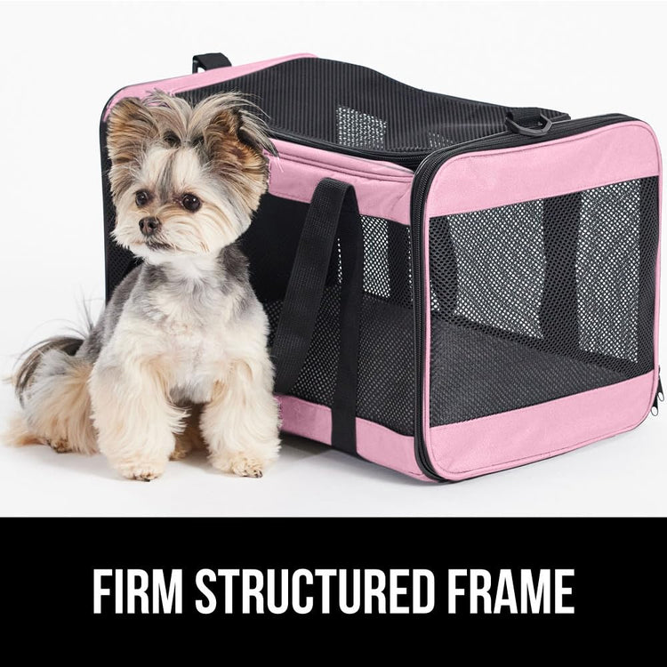 GORILLA GRIP Cat Carrier Travel Bag Up to 15 Lbs, Soft Collapsible Small Dog Carriers, Top and Side Entry Breathable Mesh, Grip Feet on Underside, Cozy Washable Waterproof Pad, Portable Kennel, Black