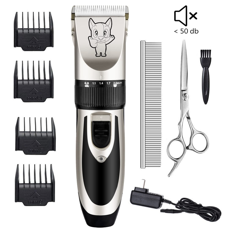 Highdas Dog Clippers for Grooming Low Noise, Cordless Electric Dog Grooming Kit Clippers Rechargeable, Quiet Dog Shaver, Pet Hair Trimmer Kit for Dogs & Cats (Gold)