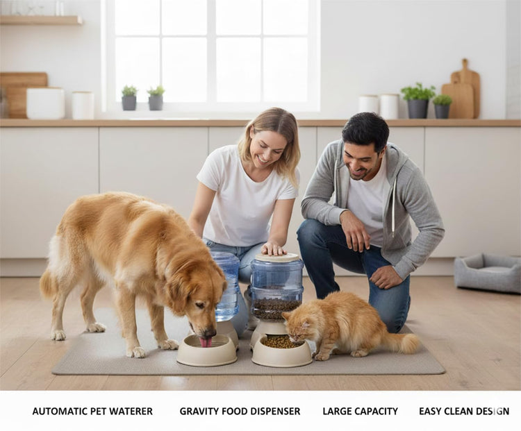 Pet Feeding Solution Automatic Cat & Dog Cafe Feeder and Water Dispenser in Set with Food Scoop - Ito Rocky 6-Meal Automatic Food Dispenser for Small/Middle Puppy and Kitten