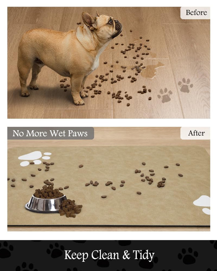 PADOOR Pet Feeding Mat-Absorbent Dog Mat for Food and Water Bowl-No Stains Easy Clean Dog Food Mat-Quick Dry Water Dispenser-Puppy Supplies Accessories