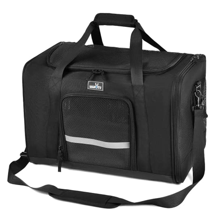 Wakytu Airline Approved Pet Carrier, TSA Approved Soft Sided Travel Bag for Small Dogs and Cats, 5 Mesh Windows & Padded Shoulder Strap for Plane Underseat, 17.7"x11"x8.3"