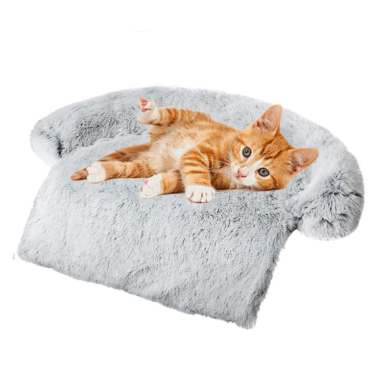 Calming Dogs/Cats Bed Mats, Dog Pad Washable Removable Couch Cover, Plush Long Fur Mat for Pets, Waterproof Lining, Perfect for Small, Medium and Large Dogs and Cats (Gradient Gray, 36"x31")