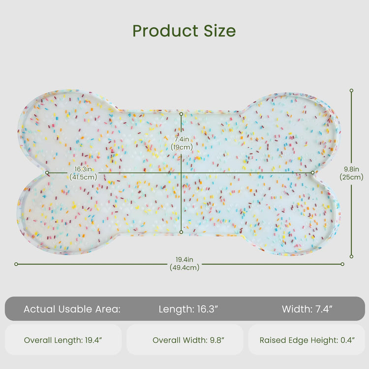 PWTAA Dog Food Mat Anti-Slip Silicone Dog Bowl Mat Thicker Pet Placemat Waterproof Cat Feeder Pad with Raised Edge Puppy Kitten Feeding Mats Suitable Small Medium-Sized Dogs Cats Eating Tray